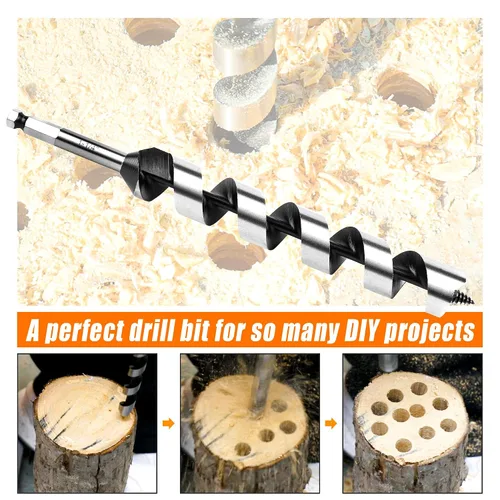 Miniatura 4 de Broca de taladro de 1-1/2 pulgadas x 9 pulgadas para madera, vástago hexagonal de 1-1/2 pulgadas, broca larga para madera suave y dura, plástico