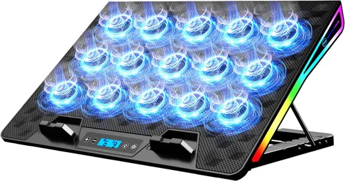 KeiBn Almohadilla de Enfriamiento para Laptop, Almohadilla de Enfriamiento con Ventilador para Laptop Gaming con 15 Ventiladores Silenciosos,