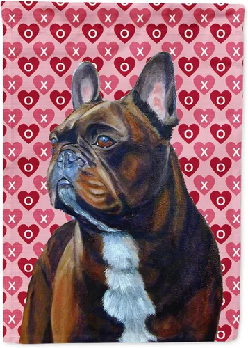 Miniatura 359 de Caroline's Treasures SS4484GF Bandera de jardín con diseño de bulldog inglés y corazones para el Día de San Valentín, bandera decorativa para patio
