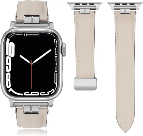 Miniatura 6 de Mxiixnai - Correas de cuero compatibles con Apple Watch Band 1.929 in 1.772 in 1.732 in 1.654 in 1.614 in 1.575 in 1.496 in, cuero genuino