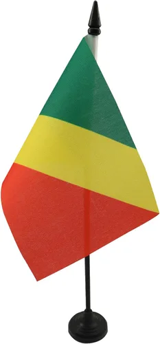 Miniatura 222 de AZ FLAG Sierra Leone Bandera de mesa 5'' x 8'' - Bandera de escritorio de Sierra Leona 21 x 14 cm - Bastón y base de plástico negro