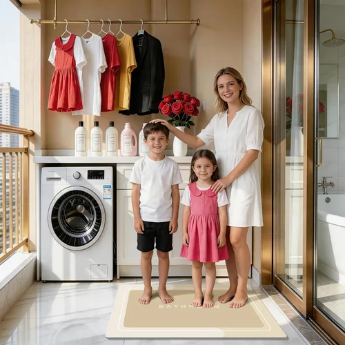 Miniatura 7 de Tapete de baño, tapetes de baño súper absorbentes, antideslizantes, de secado rápido, tapetes de goma fina para piso de baño que caben debajo