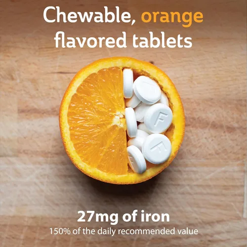 Miniatura 2 de Fergon Iron Restore - Tabletas masticables suaves para el estómago, sin estreñimiento, hierro de 27 mg para apoyo energético, 60 tabletas