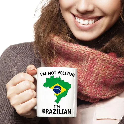 Miniatura 6 de Divertidas tazas de café del orgullo de Brasil, con texto en inglés "I Not Yelling I'm Brazilian Cup", idea de regalo para hombres y mujeres