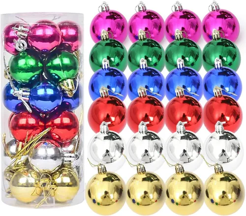 Miniatura 8 de AllBeauty - Bolas de Navidad de 24 quilates y 1.575 in, decoración esencial para el árbol de Navidad, inastillables, para interiores y fiestas