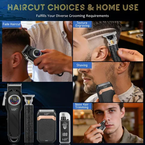 Miniatura 6 de Hair Clippers for Men Cordless, 4-Piece Grooming Kit with LED Display, Gift for Him - Includes Clippers, Trimmer, Foil Shaver & Nose Trimmer