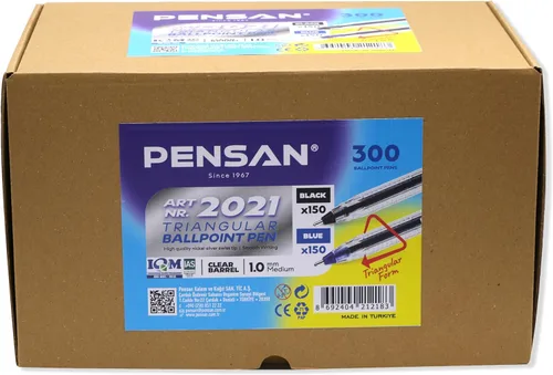 Miniatura 13 de PENSAN - Paquete de 250 bolígrafos de bola, (125 negros y 125 azules) - Bolígrafos de 1.0 mm de punta media, agarre ergonómico triangular, escritura