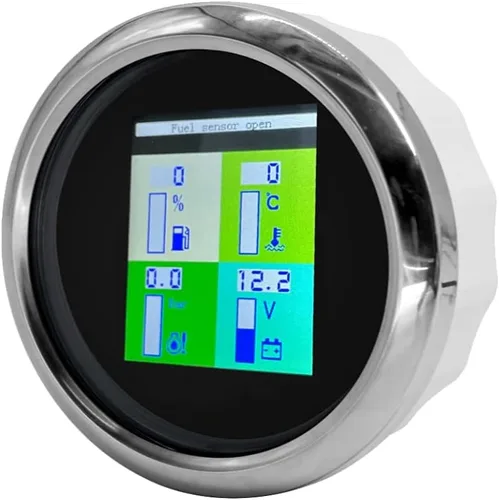 Miniatura 4 de ELING Voltímetro multifuncional 4 en 1 de 3.346 in, presión de aceite, nivel de combustible, medidor de temperatura del agua 9-32 V para automóvil