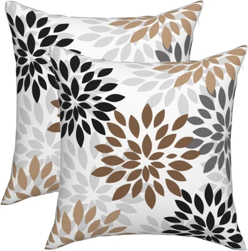 Miniatura 10 de Fundas de almohada azul marino y amarillo de 18 x 18 pulgadas, color verde azulado y gris, funda de almohada moderna con flores de dalia, 2 piezas