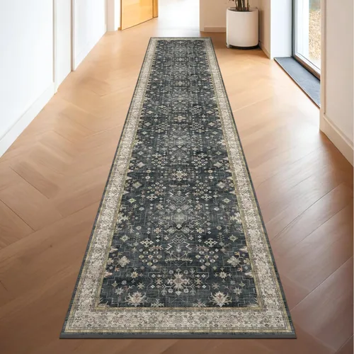 Miniatura 93 de Alfombra Boho Negra para Sala de Estar - Alfombra de Área Lavable de 10x14 Pies, Alfombras de Comedor para Debajo de la Mesa, Alfombra Suave de Pelo