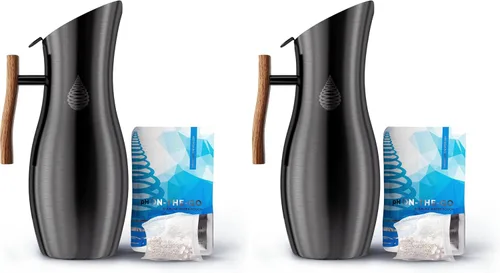 Miniatura 9 de Invigorated Water pH Vitality - Jarra de filtro de agua alcalina de acero inoxidable, purificador de agua de alto pH con 1 bolsa de filtro Negro