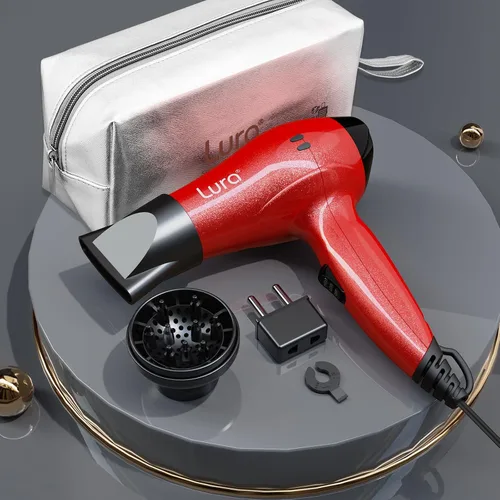 Miniatura 6 de LURA Secador de pelo de viaje con difusor, pequeños secadores de pelo de doble voltaje para mujeres, mini secadora portátil para hombres, secador