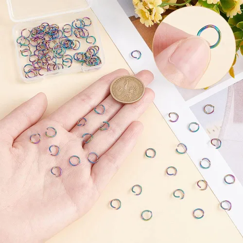 Miniatura 4 de UNICRAFTALE 100 anillos de salto de arco iris de 0.197 pulgadas, redondos, abiertos, anillos de acero inoxidable para manualidades, aretes