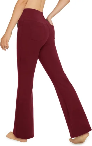 G4Free Pantalones de yoga con corte de bota con 4 bolsillos, leggings acampanados para mujer, pantalones de vestir casuales de cintura alta