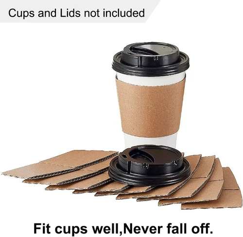 Miniatura 4 de SPRINGPACK - Fundas de café – 500 fundas desechables corrugadas para tazas calientes – Fundas de papel kraft protectoras con aislamiento térmico