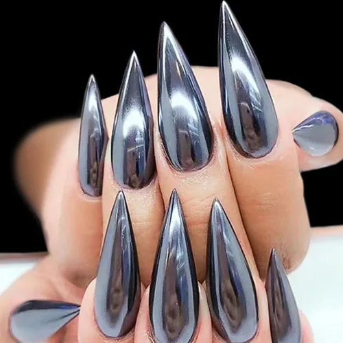 Miniatura 5 de Polvo de uñas cromado, efecto espejo metálico, polvo de uñas, arte de uñas, polvo de espejo negro cromado, brillante, ultra fino, pigmento