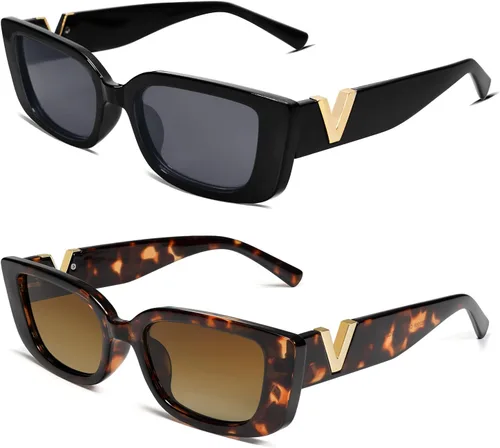 Miniatura 43 de Allarallvr Lentes de sol rectangulares para mujer, estilo retro de los años 90, Y2K, clásicos, vintage, cuadrados, AR82037
