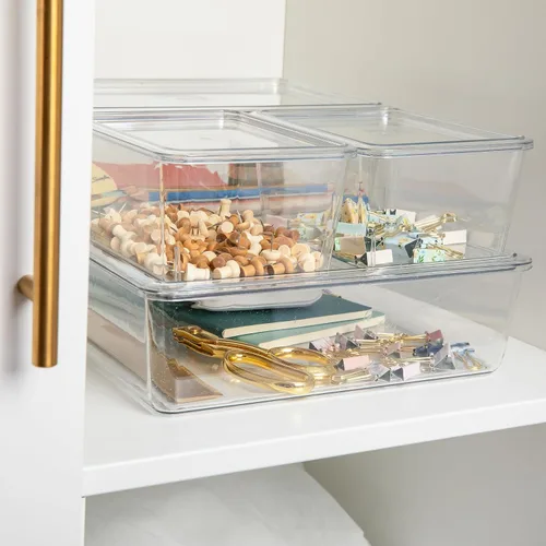 Miniatura 4 de Martha Stewart Brody - Contenedores organizadores de plástico con tapas para oficina en casa, cocina o baño, paquete de 4, 2 pequeños/1 mediano, 1