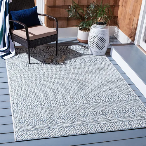 Miniatura 32 de SAFAVIEH Alfombra lavable al aire libre, colección Courtyard - 2'3" x 5', gris y negro, no desprende pelusa y fácil limpieza, ideal para patio