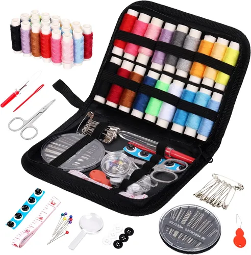 Rustark Kit de costura de 86 piezas con bolsa portátil, suministros premium que incluye 18 hilos de colores y accesorios para el hogar, viajero,