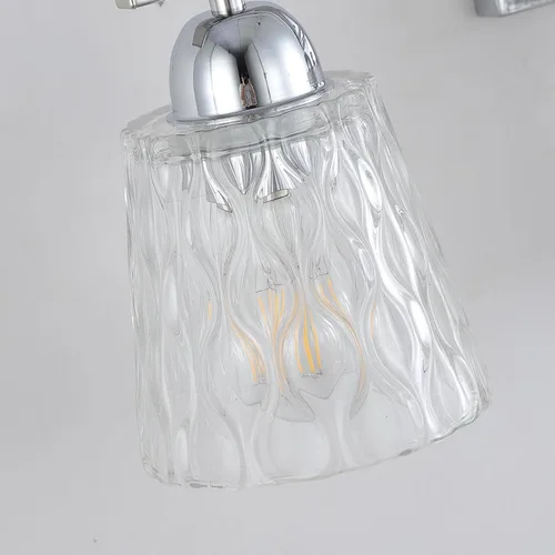 Miniatura 6 de Mecgirn Lámpara de Tocador de Baño de Acero Inoxidable Sobre Espejo, 3 Luces de Baño de Cromo Pulido con Soportes de Vidrio Texturizado, Iluminación