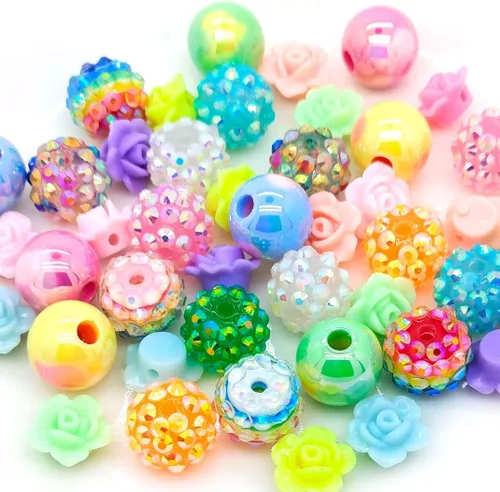 Miniatura 15 de Cuentas de diamantes de imitación de colores redondas espaciadoras para joyería, pulsera, collar, bolígrafo, bolsa, cadena, suministros de 0.630 in