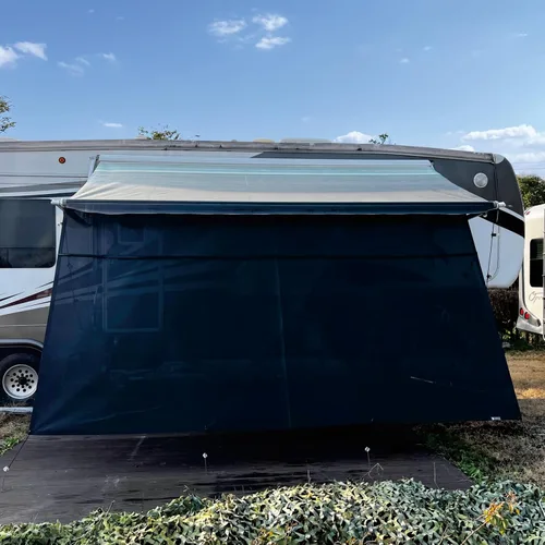 Miniatura 5 de Pantalla de Sombra Solar para Toldo de RV 8'x15'3'' (Compatible con Toldo de 16'), Pantalla de Malla Negra con Cremallera, Pantalla Universal