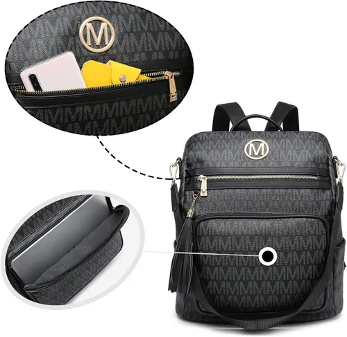 Miniatura 96 de MKP COLLECTION Mochila de moda para mujer, bolsa convertible grande para mujer, mochila de viaje, bolsa de hombro, juego de 2 piezas con borla, Beige