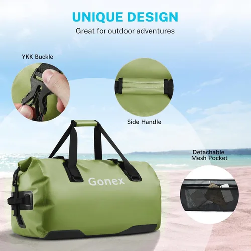 Miniatura 4 de Gonex Bolsa de lona impermeable extra grande de 40 L, 60 L, 80 L, bolsa de lona seca de viaje, bolsa resistente con correas y asas duraderas