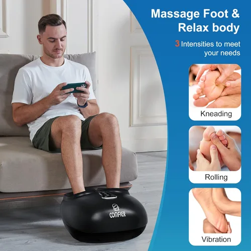 Miniatura 9 de COMFIER Alfombrilla de masaje de cuerpo completo con almohada de masaje de cuello Shiatsu movible, masajeador de pies Shiatsu con calor, vibración