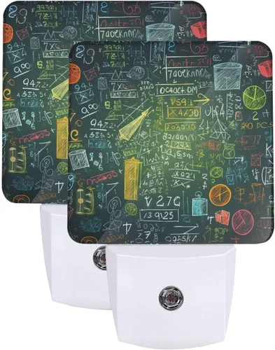 Miniatura 9 de Paquete de 2 luces LED de noche enchufables con preguntas matemáticas, luces nocturnas enchufables a la pared, lámpara de noche moderna con sensor