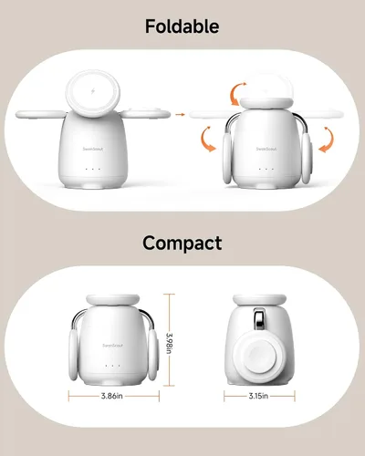 Miniatura 7 de SwanScout Estación de carga para cargador MagSafe, cargador inalámbrico 3 en 1 para iPhone 17/Air/16/15/14/13/12 Series, para Apple Watch y Air