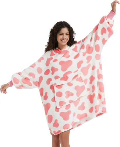 Miniatura 39 de Krifey Manta con capucha de sherpa de gran tamaño como regalo de cumpleaños para mamá, mujer, novia, hombre, acogedora sudadera con bolsillo gigante