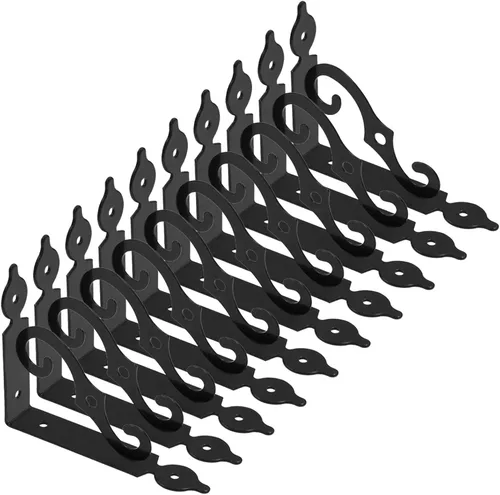 Luomorgo 10 soportes decorativos en L para estantes, montaje en pared, en forma de L, soporte flotante para estante de metal resistente, soporte de