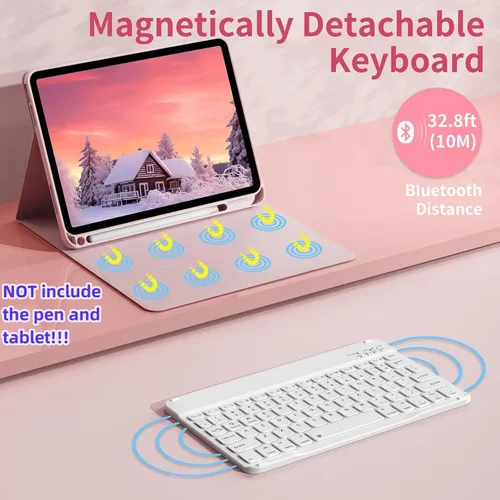 Miniatura 3 de Funda para teclado Galaxy Tab S6 Lite de 10.4 pulgadas 2024/2022/2020, cubierta de teclado Bluetooth magnético desmontable con retroiluminación de 7