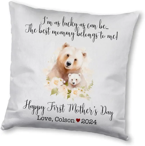 Miniatura 12 de Mother's Day Bear, First Mother's Day Custom Pillowcase, Personalized Mother's Day Pillowcase, Gift for Mom, Home Decor