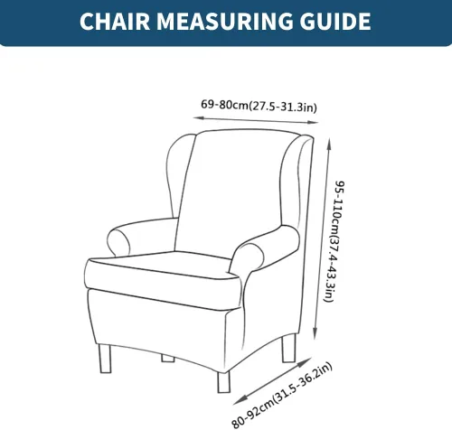 Miniatura 2 de INFLAG Fundas para silla con respaldo de ala, fundas elásticas de elastano para silla con respaldo de ala, fundas para sofá, fundas lavables