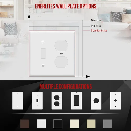 Miniatura 3 de Enerlites placas para combinación de apagador de pared, tamaño estándar, de policarbonato irrompible, color blanco, Blanco, 1