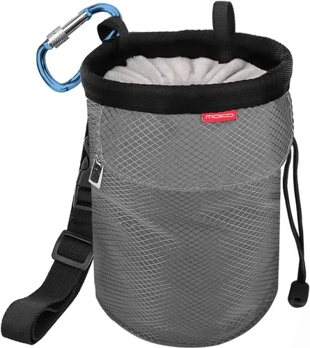 Miniatura 12 de Moko Rock Climbing Chalk Bag, Bouldering Chalk Pot Bucket with Adjustable Belt & Carabiner Drawstring Climbing Gear