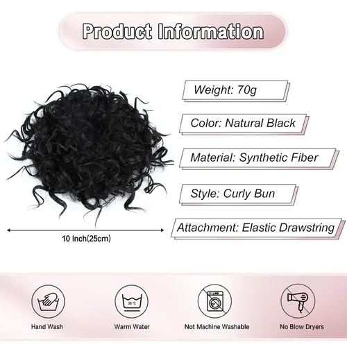 Miniatura 3 de Lommel Pieza de cabello desordenado, moño rizado, ondulado suelto, pieza de cabello con cordón elástico, moño desordenado, extensión de cola