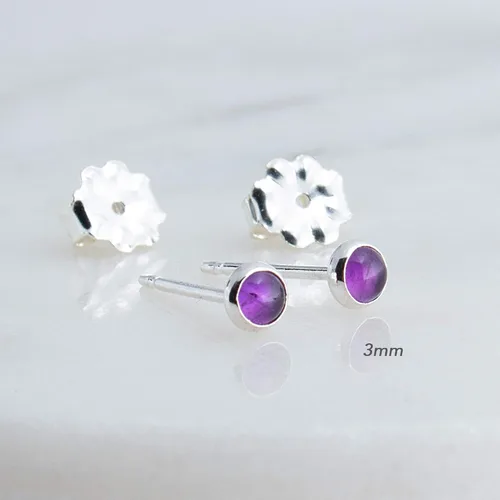 Miniatura 8 de Aretes pequeños de plata de ley para cartílago, tragus, hélix, múltiples piercings hipoalergénicos, piedra natal para mujer, juego de bisel