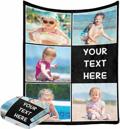 Miniatura 16 de Manta personalizada con fotos, manta personalizada con retrato familiar para padres, niños, perros y familia, manta personalizada para un día