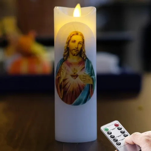 Miniatura 8 de NONNO & ZGF - Vela de oración sin llama de San Judas, cera real, mecha en movimiento, velas de devoción a San Judas operadas por batería con función