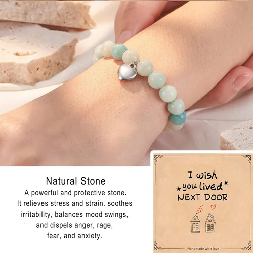 Miniatura 2 de HGDEER Pulseras de piedra natural con texto en inglés "I Wish You Lived Next Door", regalos únicos para mujer