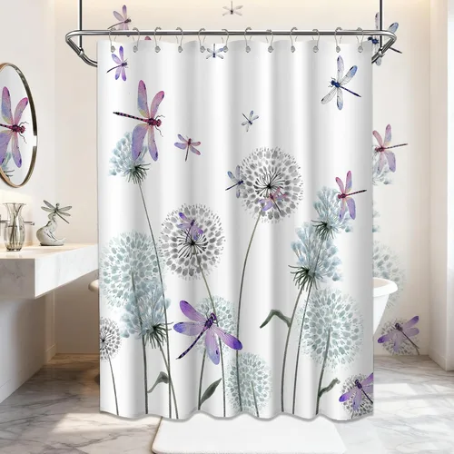 Miniatura 23 de Cortina de ducha floral para primavera y verano, flores silvestres, flores y mariposas, decoración de baño, tela impermeable con ganchos, 70