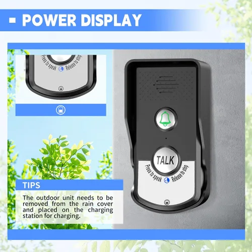 Miniatura 7 de Timbre inalámbrico de 2 vías, intercomunicador para interiores y exteriores, 3280 pies de largo alcance, sistema de intercomunicadores para puerta