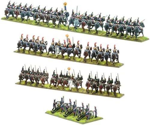 Miniatura 2 de Warlord Black Powder Epic Battles Waterloo Brigada de caballería pesada francesa Kit de modelo de plástico Wargaming 312002003
