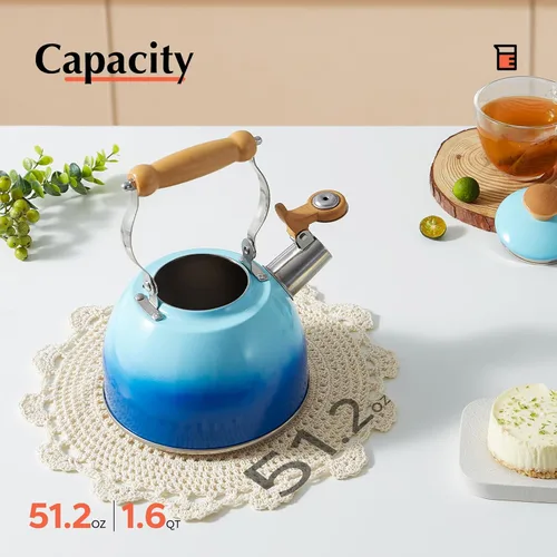 Miniatura 3 de ROCKURWOK - Tetera para estufa, tetera con mango ergonómico de tacto fresco, tetera de acero inoxidable de grado alimenticio, hervidor de té
