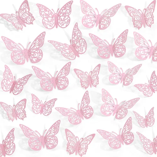 Miniatura 13 de 60 piezas de mariposas 3D para pastel y decoración de pared - 5 estilos, 3 tamaños, púrpura láser