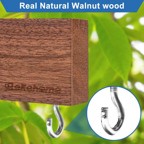 Miniatura 3 de Soporte magnético para cuchillos para pared, tira magnética para cuchillos sin taladrar de 16 pulgadas, tira magnética de madera de nogal con 2